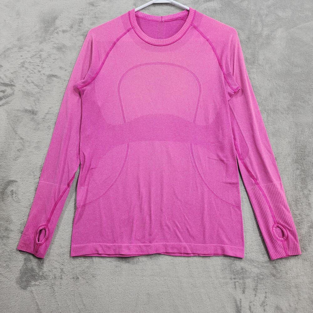Lululemon Top Womens 10 Paris Pink Swiftly Tech Long Sleeve Thumbholes Running